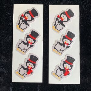 Vintage Retro Hallmark Soft Satin Penguin Stickers (6 Total)